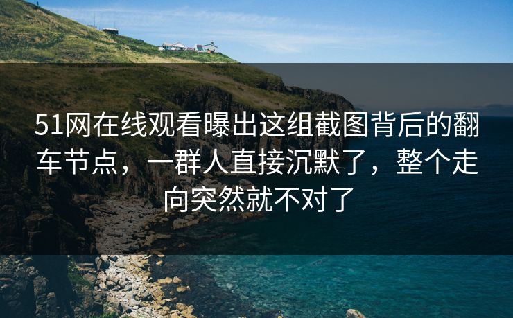 51网在线观看曝出这组截图背后的翻车节点，一群人直接沉默了，整个走向突然就不对了